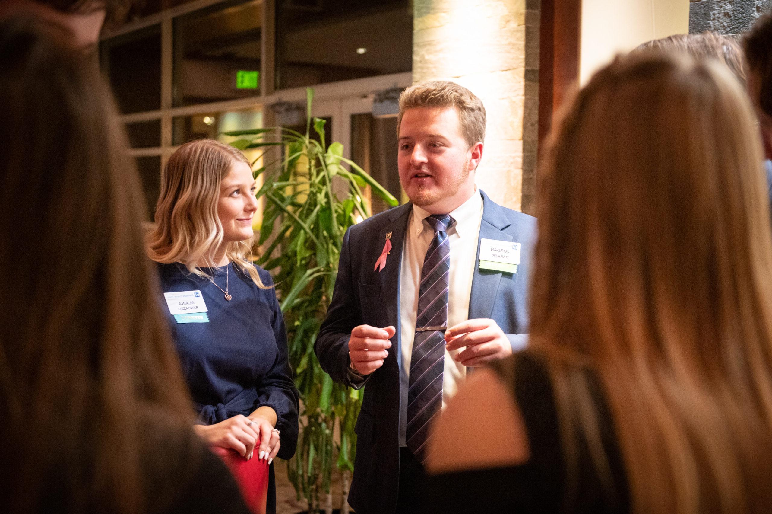 Students mingling at the Distinguished Women Awards